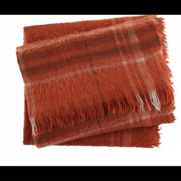 NEW Mud Pie Brushed Plaid Scarf Rust Blanket Fringe Fall NWT - Picture 1 of 4
